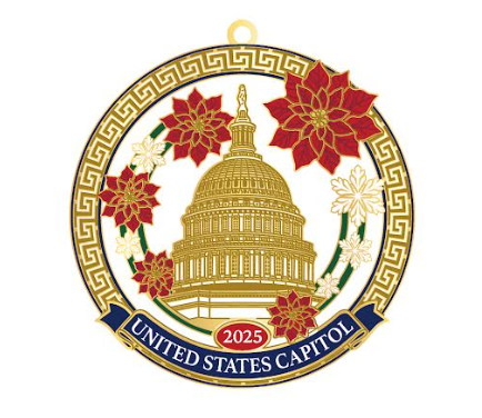 2025 US Capitol Flat Jeweled Ornament - United States Capitol Historical Society Gift Shop