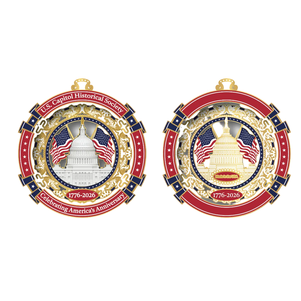 USCHS America 250 Commemorative Marble Ornament - United States Capitol Historical Society Gift Shop