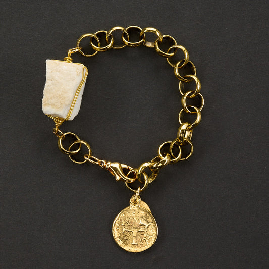 Sympathy Bracelet Featuring Authentic U.S. Capitol Marble Stone (Gold)