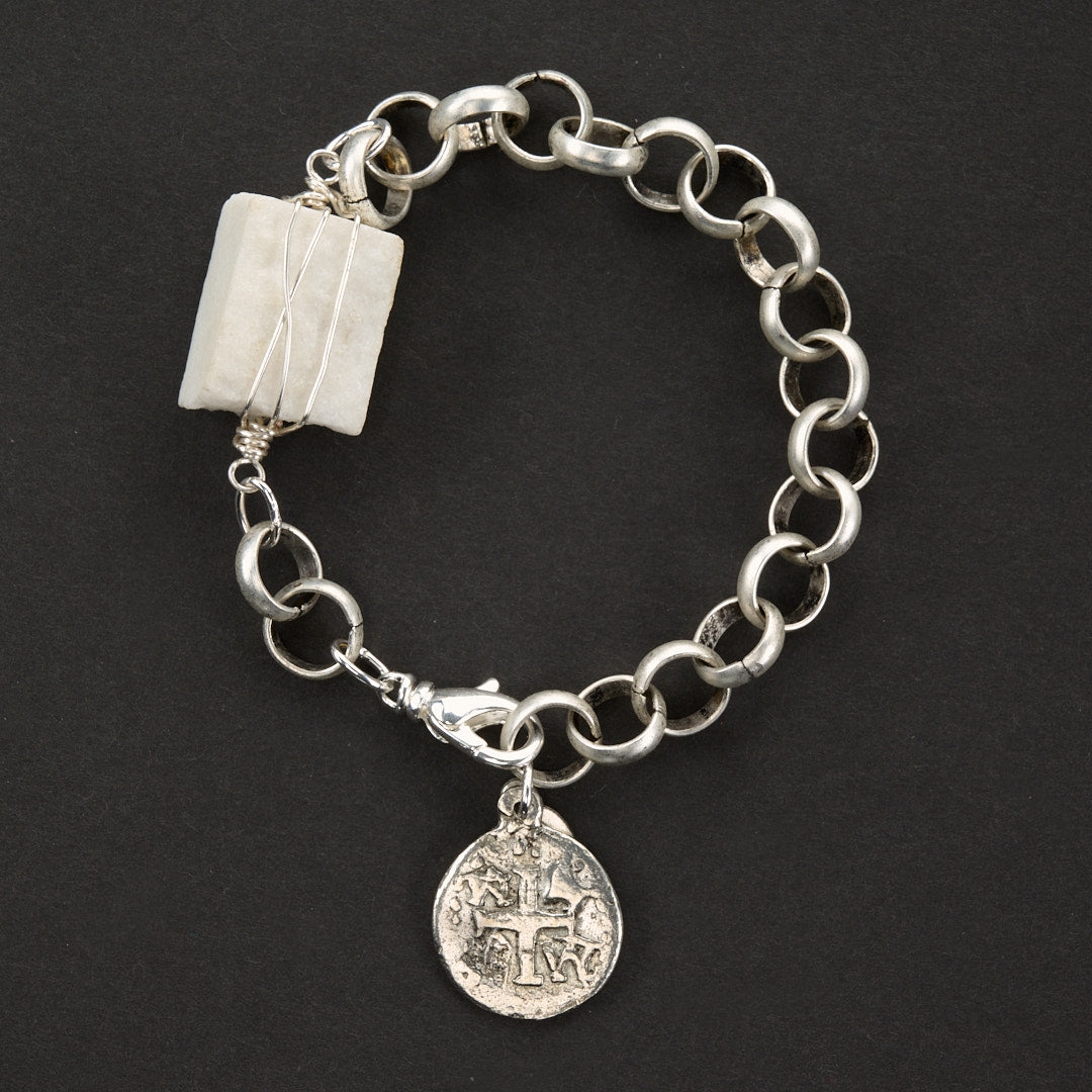 Sympathy Bracelet Featuring Authentic U.S. Capitol Marble Stone (Silver)